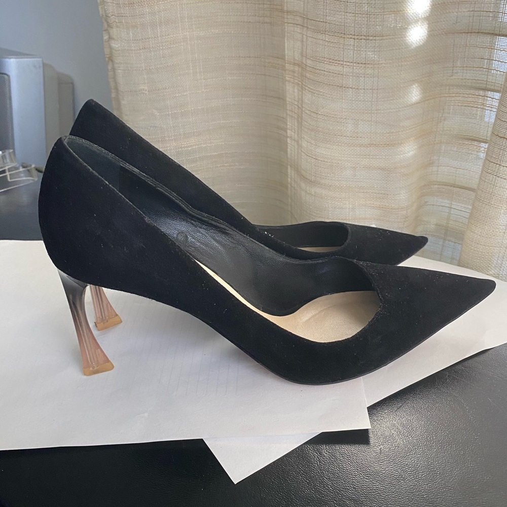Christian Dior black suede leather pumps heels size 7-37D mules sandals slip ons - Picture 2 of 9